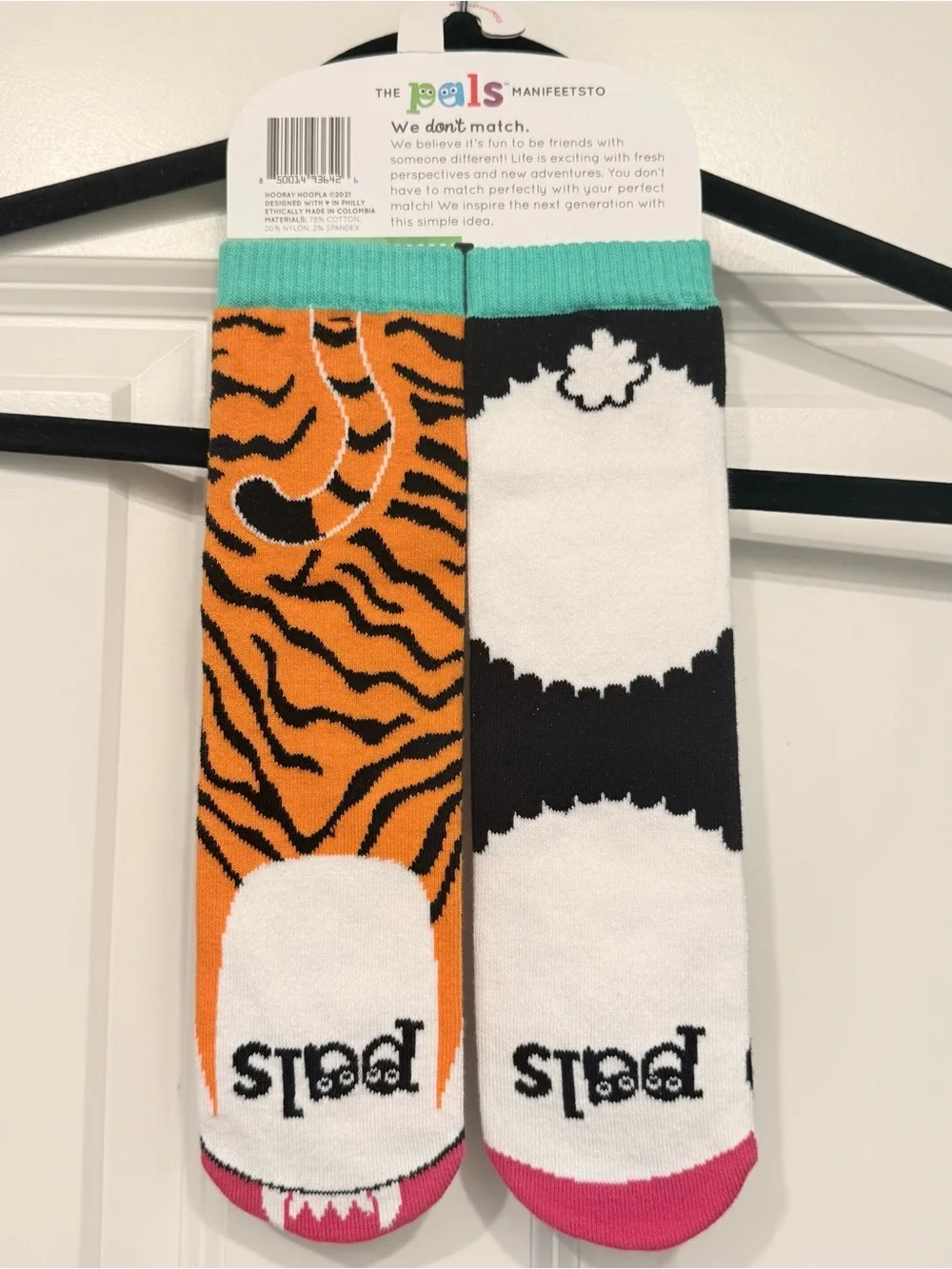 Pals Panda & Tiger Mismatched Socks Kids 9-12 NWT